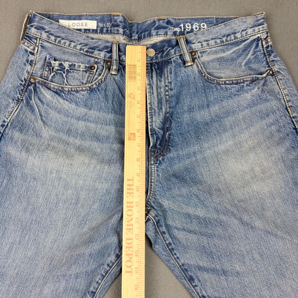 Gap 1969 Loose Fit Mens Jeans 36x32 Light Wash‎ Blue 100% Cotton Denim Skater - Picture 3 of 9